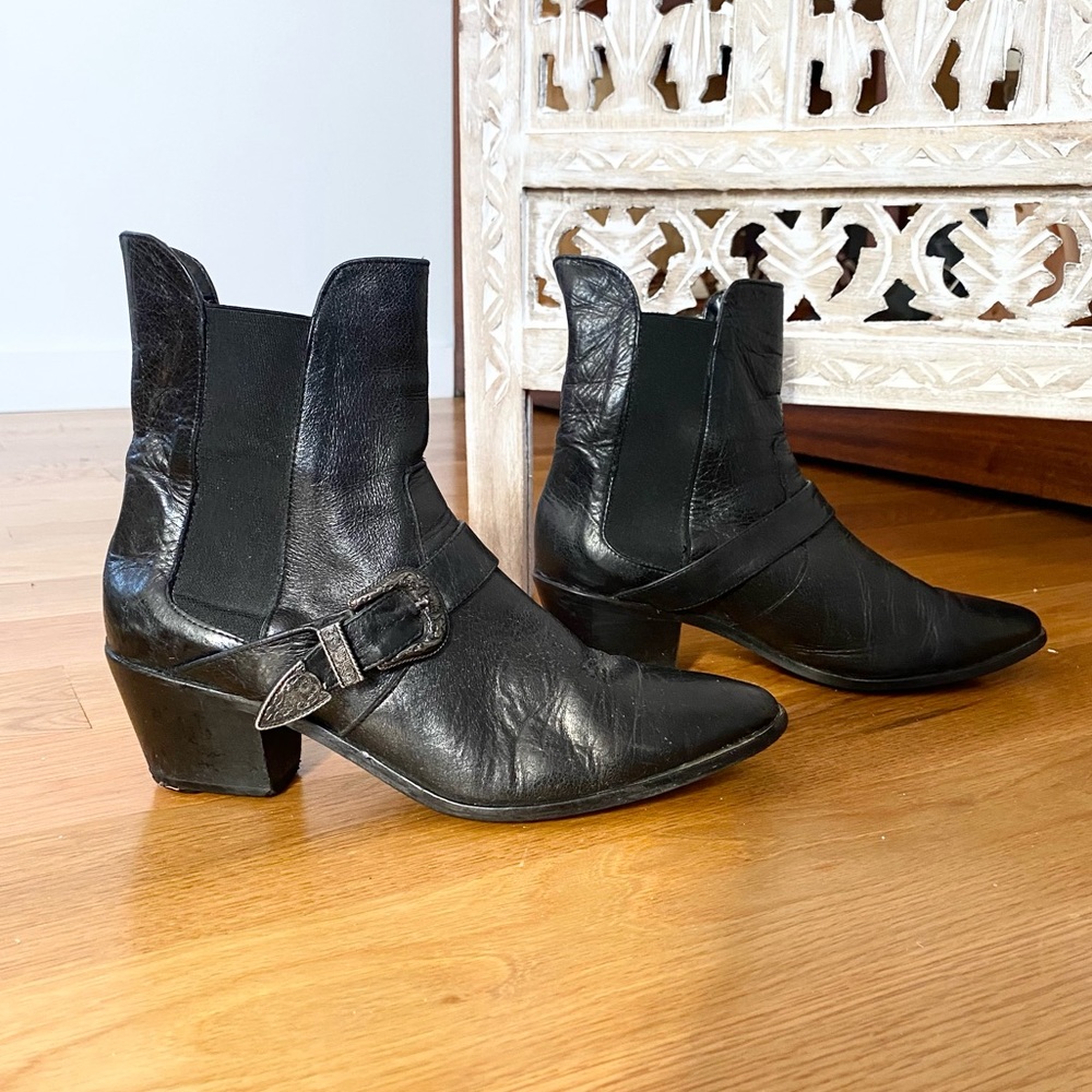 ✨ ZARA Moto buckle ankle heeled boots